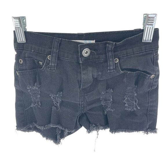 Vintage Havana girls Jean Shorts Cut Off Ripped Hot Pants Denim Black Size 7 - Picture 5 of 7